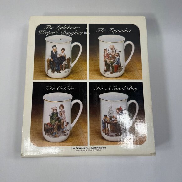 Norman Rockwell Museum Collection 4-Piece Mug Set Featuring Timeless Scenes - Picture 1 of 16